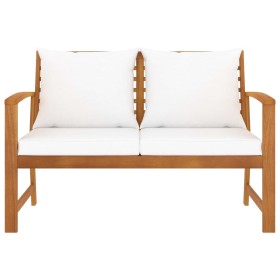 vidaXL Gartenbank 120 cm mit Creme Kissen Massivholz Akazie