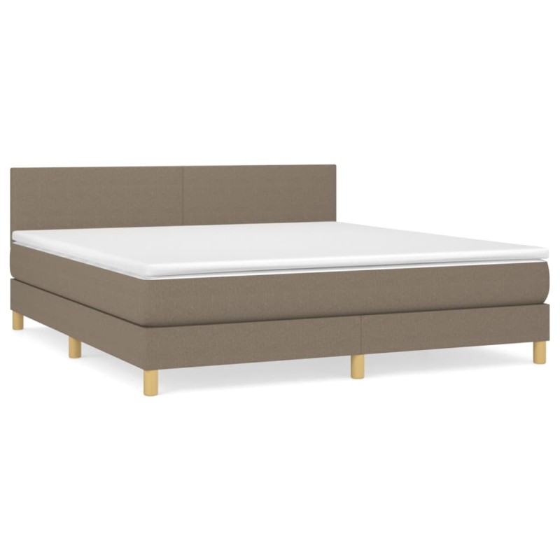 vidaXL Boxspringbett mit Matratze Taupe 160x200 cm Stoff vidaXL Boxspringbett mit Matratze Taupe 160x200 cm Stoff