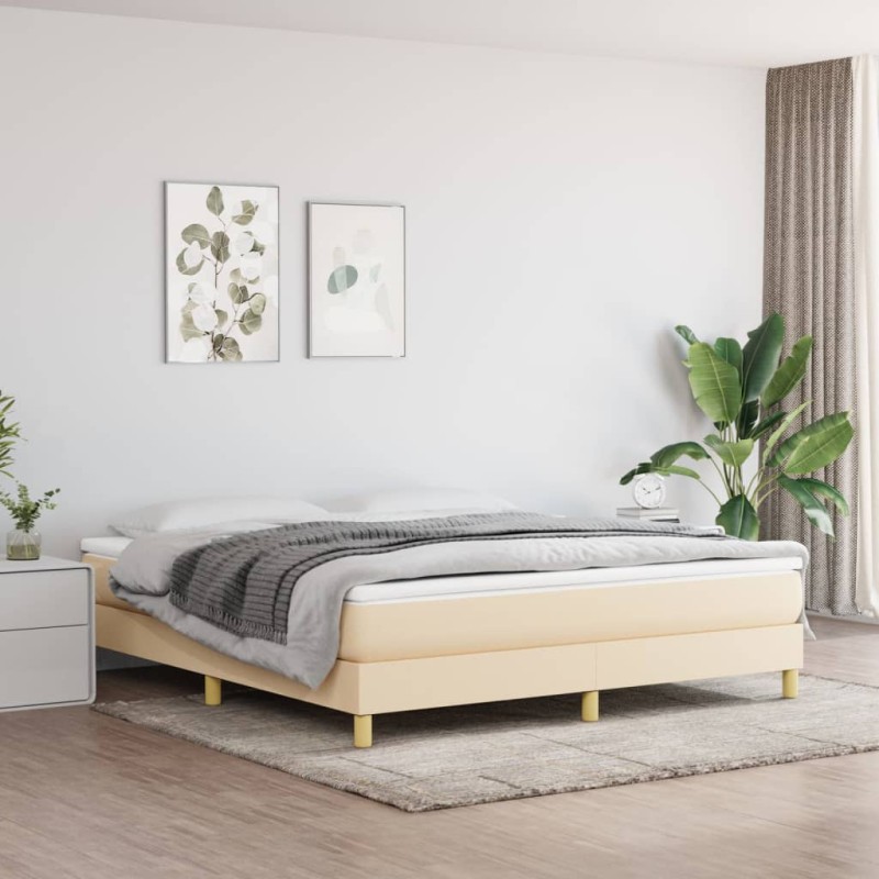 vidaXL Boxspringbett mit Matratze Creme 160x200 cm Stoff vidaXL Boxspringbett mit Matratze Creme 160x200 cm Stoff