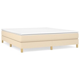 vidaXL Boxspringbett mit Matratze Creme 160x200 cm Stoff