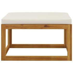 vidaXL Hocker mit Cremeweißem Kissen Massivholz Akazie