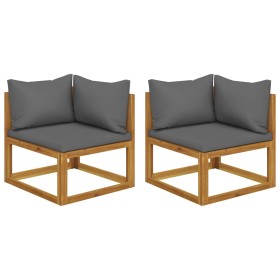 vidaXL Ecksofas 2 Stk. Modular mit Kissen Massivholz Akazie