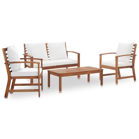 vidaXL 4-tlg. Garten-Lounge-Set mit Kissen Massivholz Akazie