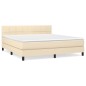vidaXL Boxspringbett mit Matratze Creme 160x200 cm Stoff vidaXL Boxspringbett mit Matratze Creme 160x200 cm Stoff