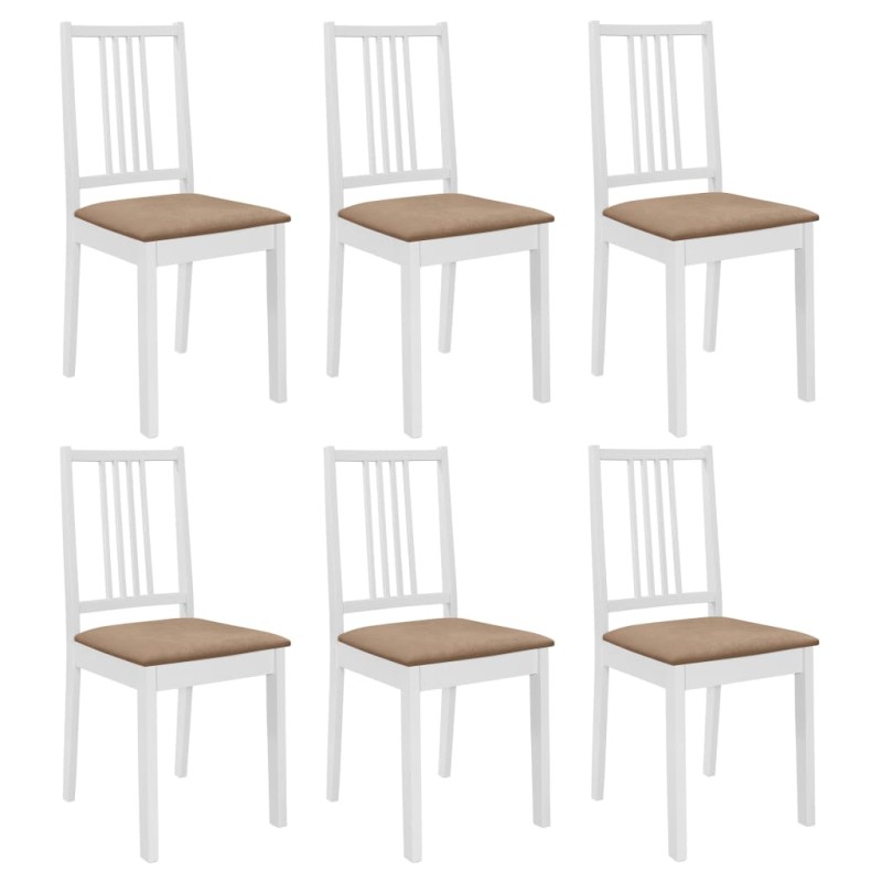 vidaXL Esszimmerstühle mit Polstern 6 Stk. Weiß Massivholz vidaXL Esszimmerstühle mit Polstern 6 Stk. Weiß Massivholz