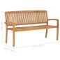 Stapelbare Gartenbank mit Auflage 159 cm Massivholz Teak Stapelbare Gartenbank mit Auflage 159 cm Massivholz Teak