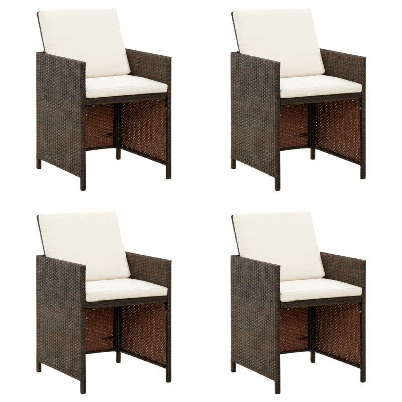 vidaXL Garten-Essstühle mit Kissen 4 Stk. Braun Poly Rattan vidaXL Garten-Essstühle mit Kissen 4 Stk. Braun Poly Rattan