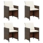 vidaXL Garten-Essstühle mit Kissen 4 Stk. Braun Poly Rattan vidaXL Garten-Essstühle mit Kissen 4 Stk. Braun Poly Rattan