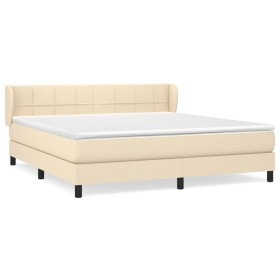 vidaXL Boxspringbett mit Matratze Creme 160x200 cm Stoff
