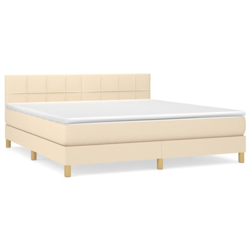 vidaXL Boxspringbett mit Matratze Creme 160x200 cm Stoff vidaXL Boxspringbett mit Matratze Creme 160x200 cm Stoff