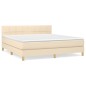 vidaXL Boxspringbett mit Matratze Creme 160x200 cm Stoff vidaXL Boxspringbett mit Matratze Creme 160x200 cm Stoff