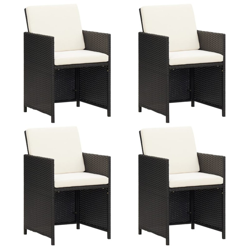 vidaXL Garten-Essstühle mit Kissen 4 Stk. Schwarz Poly Rattan vidaXL Garten-Essstühle mit Kissen 4 Stk. Schwarz Poly Rattan