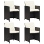 vidaXL Garten-Essstühle mit Kissen 4 Stk. Schwarz Poly Rattan vidaXL Garten-Essstühle mit Kissen 4 Stk. Schwarz Poly Rattan