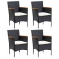 vidaXL Garten-Essstühle 4 Stk. Poly Rattan Schwarz vidaXL Garten-Essstühle 4 Stk. Poly Rattan Schwarz