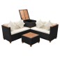 vidaXL 4-tlg. Garten-Lounge-Set mit Auflagen Poly Rattan Schwarz vidaXL 4-tlg. Garten-Lounge-Set mit Auflagen Poly Rattan Schwarz