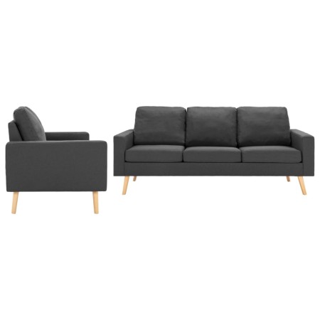 vidaXL 2-tlg. Sofagarnitur Stoff Dunkelgrau