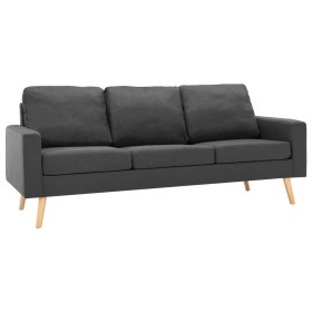 vidaXL 2-tlg. Sofagarnitur Stoff Dunkelgrau