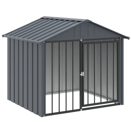 vidaXL Hundehütte mit Dach Schwarz 117x103x102 cm Verzinkter Stahl