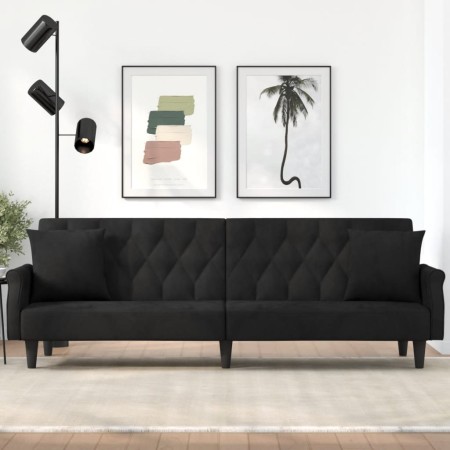 vidaXL Schlafsofa mit Armlehnen Schwarz Samt