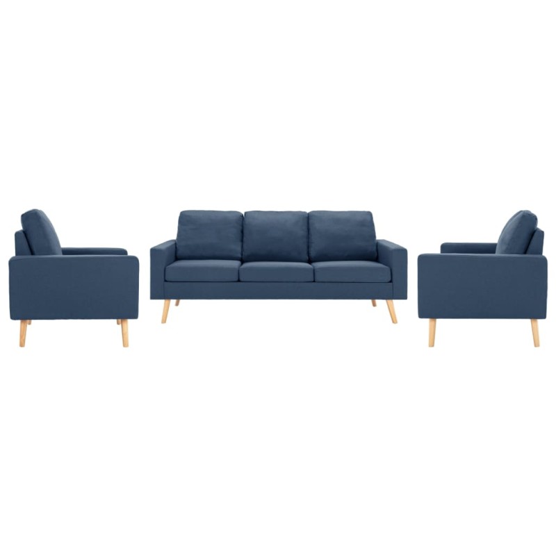 vidaXL 3-tlg. Sofagarnitur Stoff Blau vidaXL 3-tlg. Sofagarnitur Stoff Blau