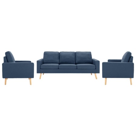 vidaXL 3-tlg. Sofagarnitur Stoff Blau