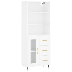 Highboard Hochglanz-Weiß 69,5x34x180 cm Holzwerkstoff
