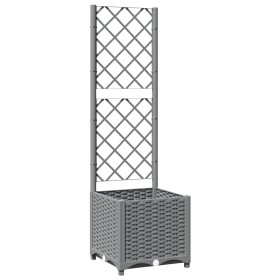 vidaXL Pflanzkübel mit Rankgitter Hellgrau 40x40x136 cm PP