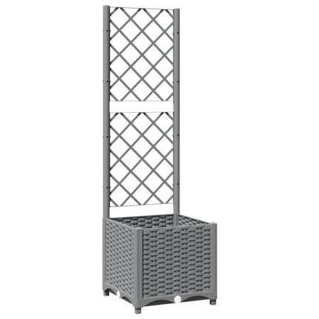 vidaXL Pflanzkübel mit Rankgitter Hellgrau 40x40x136 cm PP