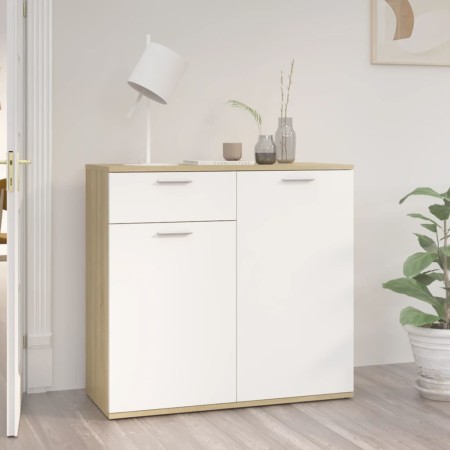 vidaXL Sideboard Weiß Sonoma-Eiche 80x36x75 cm Holzwerkstoff