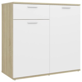 vidaXL Sideboard Weiß Sonoma-Eiche 80x36x75 cm Holzwerkstoff