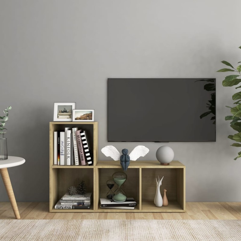 vidaXL TV-Schränke 2 Stk. Sonoma-Eiche 72x35x36,5 cm Holzwerkstoff vidaXL TV-Schränke 2 Stk. Sonoma-Eiche 72x35x36,5 cm Holzwerkstoff