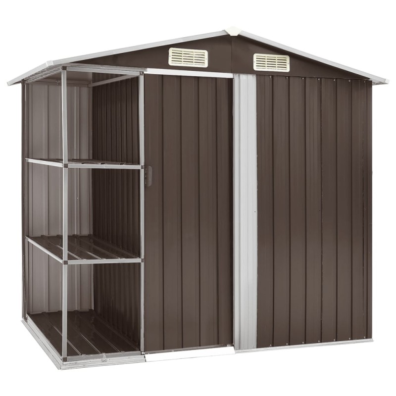 vidaXL Gartenhaus mit Regal Braun 205x130x183 cm Eisen vidaXL Gartenhaus mit Regal Braun 205x130x183 cm Eisen