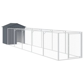 vidaXL Hundehütte mit Dach Anthrazit 117x609x123 cm Verzinkter Stahl