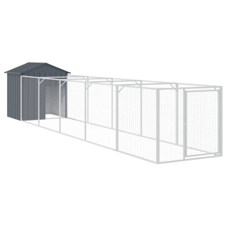 vidaXL Hundehütte mit Dach Anthrazit 117x609x123 cm Verzinkter Stahl