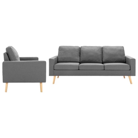 vidaXL 2-tlg. Sofagarnitur Stoff Hellgrau