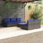 vidaXL 6-tlg. Garten-Lounge-Set mit Kissen Poly Rattan Grau vidaXL 6-tlg. Garten-Lounge-Set mit Kissen Poly Rattan Grau