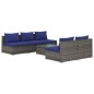 vidaXL 6-tlg. Garten-Lounge-Set mit Kissen Poly Rattan Grau vidaXL 6-tlg. Garten-Lounge-Set mit Kissen Poly Rattan Grau