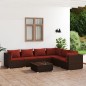 vidaXL 7-tlg. Garten-Lounge-Set mit Kissen Poly Rattan Braun vidaXL 7-tlg. Garten-Lounge-Set mit Kissen Poly Rattan Braun