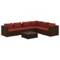 vidaXL 7-tlg. Garten-Lounge-Set mit Kissen Poly Rattan Braun vidaXL 7-tlg. Garten-Lounge-Set mit Kissen Poly Rattan Braun
