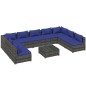 vidaXL 10-tlg. Garten-Lounge-Set mit Kissen Poly Rattan Grau vidaXL 10-tlg. Garten-Lounge-Set mit Kissen Poly Rattan Grau