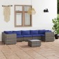 vidaXL 8-tlg. Garten-Lounge-Set mit Kissen Poly Rattan Grau vidaXL 8-tlg. Garten-Lounge-Set mit Kissen Poly Rattan Grau