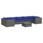 vidaXL 8-tlg. Garten-Lounge-Set mit Kissen Poly Rattan Grau vidaXL 8-tlg. Garten-Lounge-Set mit Kissen Poly Rattan Grau