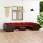 vidaXL 10-tlg. Garten-Lounge-Set mit Kissen Poly Rattan Braun vidaXL 10-tlg. Garten-Lounge-Set mit Kissen Poly Rattan Braun