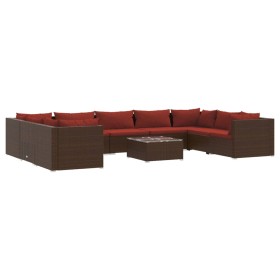 vidaXL 10-tlg. Garten-Lounge-Set mit Kissen Poly Rattan Braun