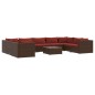 vidaXL 10-tlg. Garten-Lounge-Set mit Kissen Poly Rattan Braun vidaXL 10-tlg. Garten-Lounge-Set mit Kissen Poly Rattan Braun