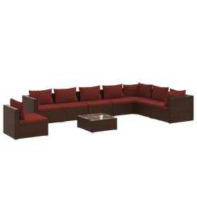 vidaXL 9-tlg. Garten-Lounge-Set mit Kissen Poly Rattan Braun