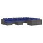 vidaXL 11-tlg. Garten-Lounge-Set mit Kissen Poly Rattan Grau vidaXL 11-tlg. Garten-Lounge-Set mit Kissen Poly Rattan Grau
