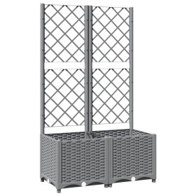 vidaXL Pflanzkübel mit Rankgitter Hellgrau 80x40x136 cm PP