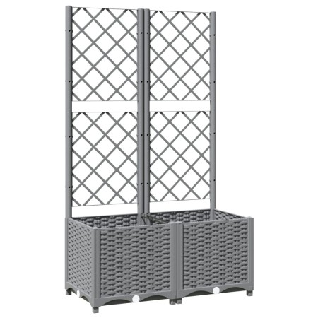 vidaXL Pflanzkübel mit Rankgitter Hellgrau 80x40x136 cm PP