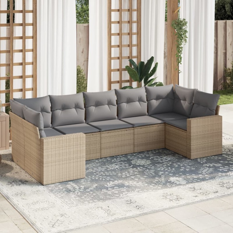 vidaXL 7-tlg. Garten-Sofagarnitur mit Kissen Beige Poly Rattan vidaXL 7-tlg. Garten-Sofagarnitur mit Kissen Beige Poly Rattan